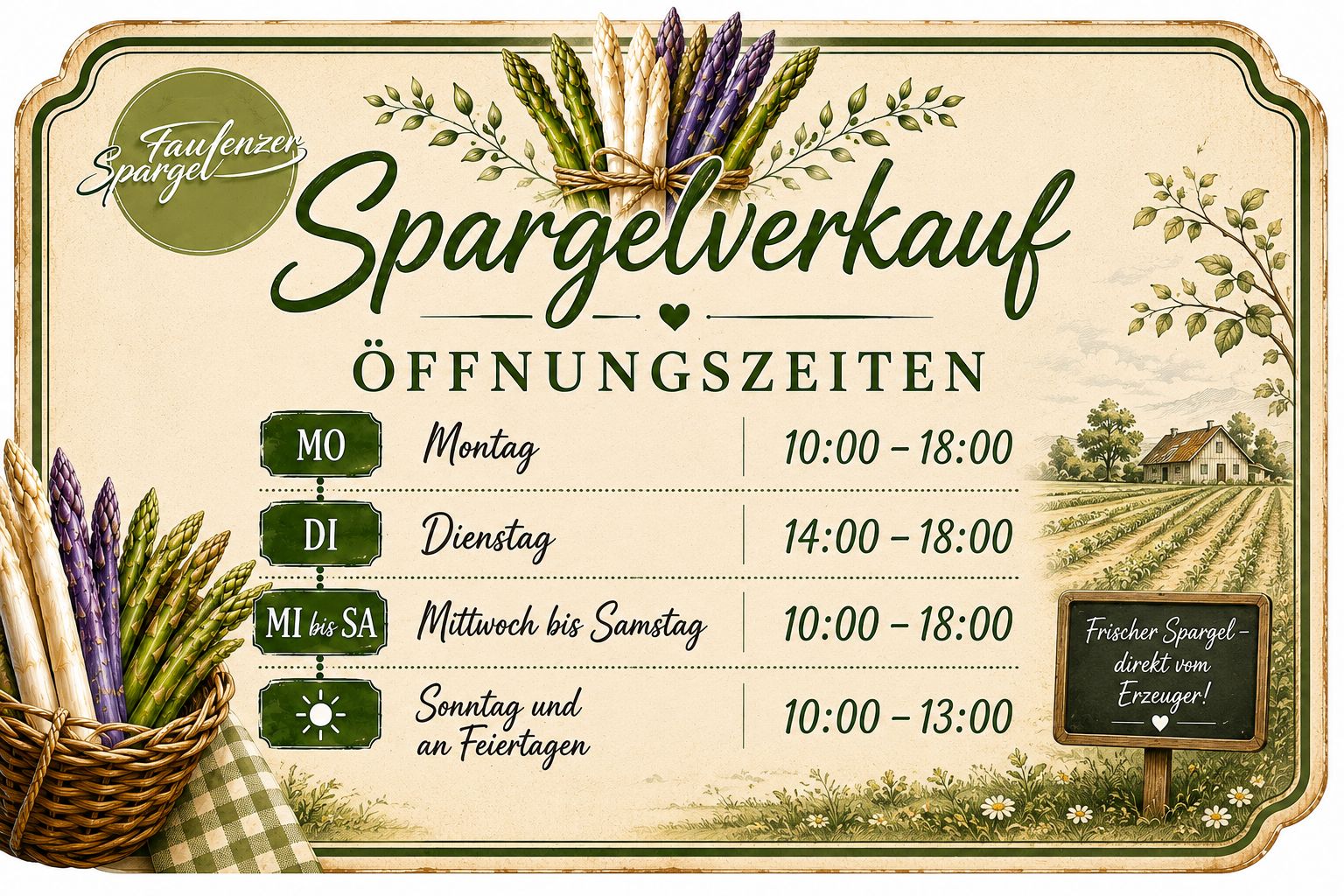 Spargelhof Dahlmanns Öffnungszeiten